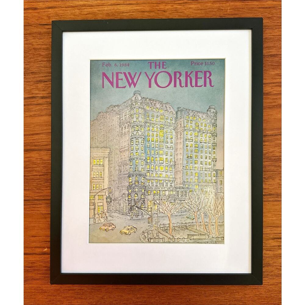 Framed 1984 New Yorker Magazine Feb 6 Cover Van Rynbach Manhattan Apt Building